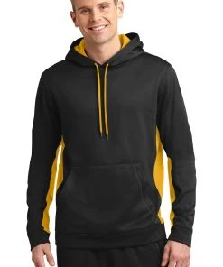 Sport-Tek Men's Sport-Wick Fleece Colorblock Hooded Pullover -Bulkthreads store 114197019