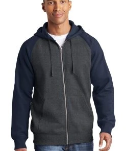 Sport-Tek Men's Raglan Colorblock Full-Zip Hooded Fleece Jacket 28 Sport-Tek Men's Raglan Colorblock Full-Zip Hooded Fleece Jacket -Bulkthreads store 114247153