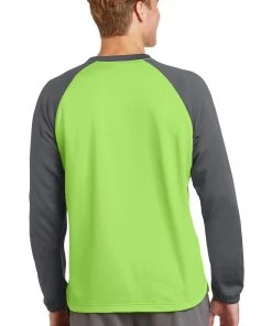 Sport-Tek Men's Sport-Wick Raglan Colorblock Fleece Crewneck ST242 -Bulkthreads store 123469217