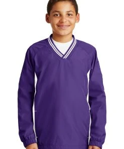 Sport-Tek Youth Tipped V-Neck Raglan Wind Shirt YST62 93 Sport-Tek Youth Tipped V-Neck Raglan Wind Shirt YST62 -Bulkthreads store 123472212