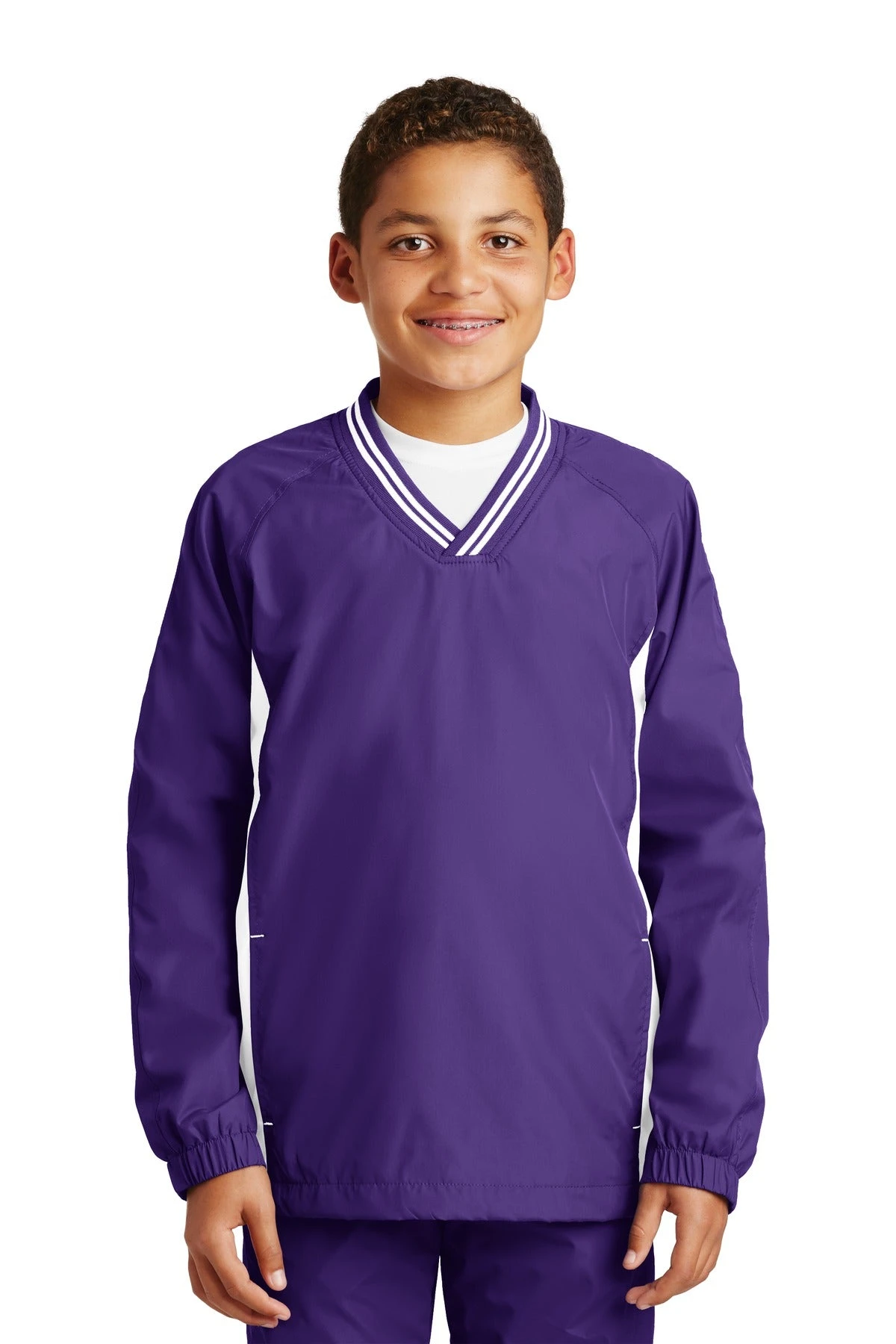 Sport-Tek Youth Tipped V-Neck Raglan Wind Shirt YST62 42 Sport-Tek Youth Tipped V-Neck Raglan Wind Shirt YST62 - Image 42