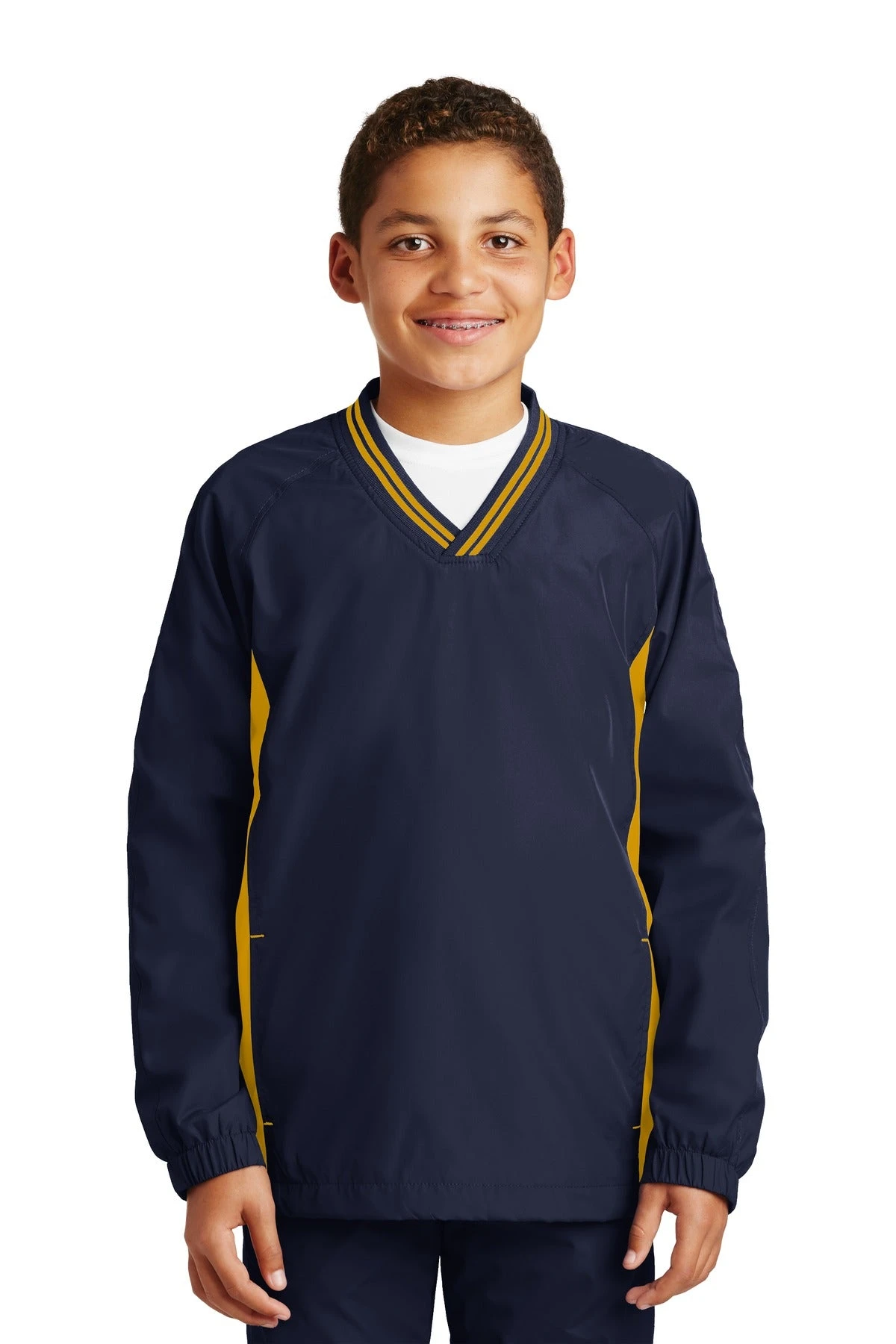 Sport-Tek Youth Tipped V-Neck Raglan Wind Shirt YST62 30 Sport-Tek Youth Tipped V-Neck Raglan Wind Shirt YST62 - Image 30