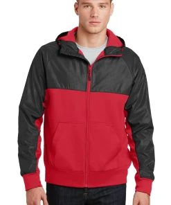 Sport-Tek Men's Embossed Hybrid Full-Zip Hooded Jacket JST50 -Bulkthreads store 123472348