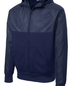 Sport-Tek Men's Embossed Hybrid Full-Zip Hooded Jacket JST50 -Bulkthreads store 123472693