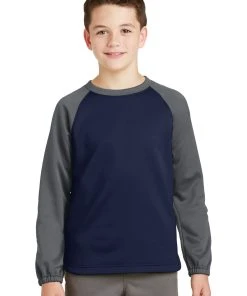 Sport-Tek Youth Sport-Wick Raglan Colorblock Fleece Crewneck YST242 33 Sport-Tek Youth Sport-Wick Raglan Colorblock Fleece Crewneck YST242 -Bulkthreads store 123473061