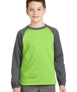 Sport-Tek Youth Sport-Wick Raglan Colorblock Fleece Crewneck YST242 37 Sport-Tek Youth Sport-Wick Raglan Colorblock Fleece Crewneck YST242 -Bulkthreads store 123473183