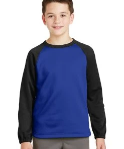Sport-Tek Youth Sport-Wick Raglan Colorblock Fleece Crewneck YST242 29 Sport-Tek Youth Sport-Wick Raglan Colorblock Fleece Crewneck YST242 -Bulkthreads store 123473540