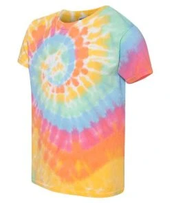 Dyenomite Youth Multi-Color Spiral Tie-Dyed T-Shirt -Bulkthreads store 134482897.
