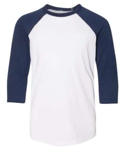 BELLA + CANVAS Youth Three-Quarter Sleeve Baseball Tee -Bulkthreads store 134482970.