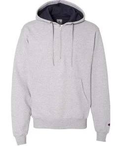 Champion Men's Cotton Max Hooded Quarter-Zip Sweatshirt -Bulkthreads store 134610180.