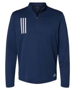 Adidas Men's 3-Stripes Double Knit Quarter-Zip Pullover -Bulkthreads store 134613349.