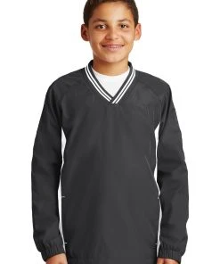 Sport-Tek Youth Tipped V-Neck Raglan Wind Shirt YST62 69 Sport-Tek Youth Tipped V-Neck Raglan Wind Shirt YST62 -Bulkthreads store 151349603