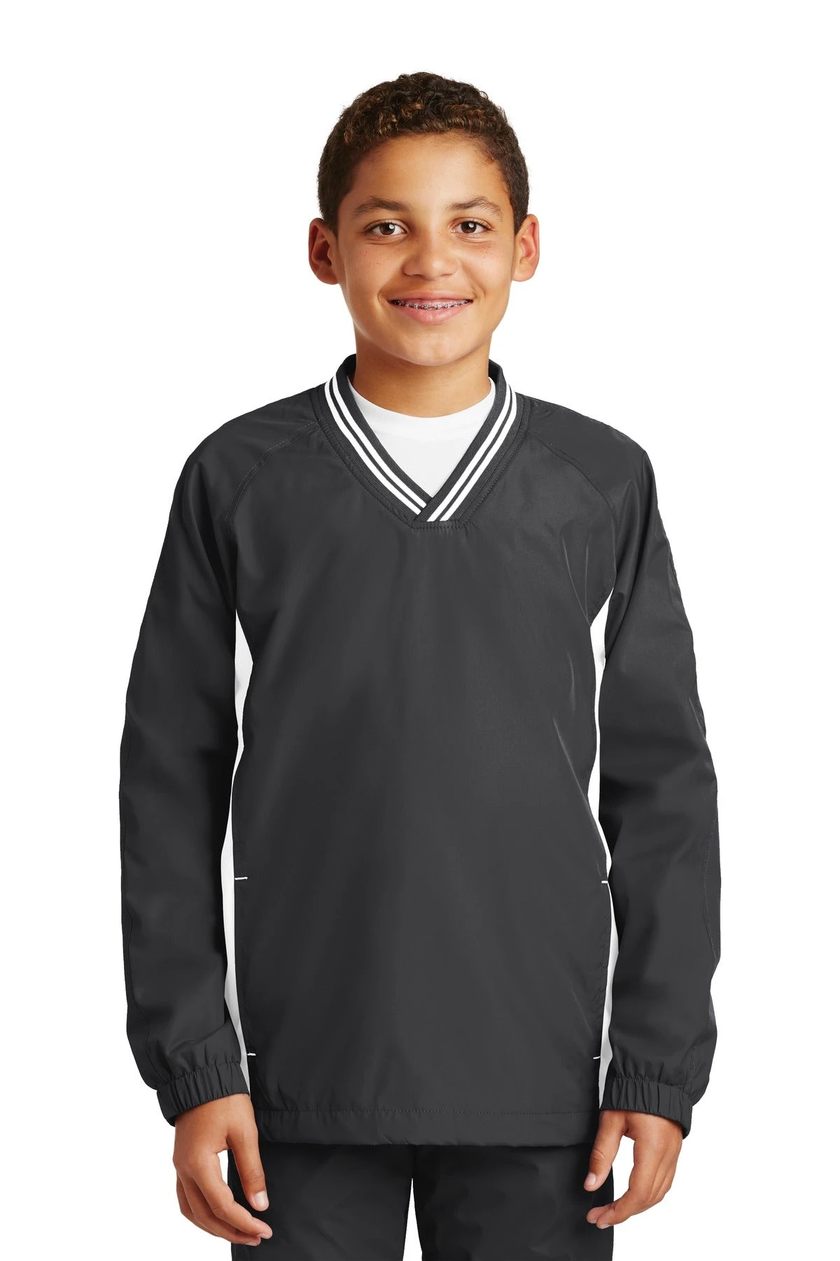 Sport-Tek Youth Tipped V-Neck Raglan Wind Shirt YST62 18 Sport-Tek Youth Tipped V-Neck Raglan Wind Shirt YST62 - Image 18