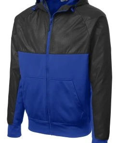 Sport-Tek Men's Embossed Hybrid Full-Zip Hooded Jacket JST50 -Bulkthreads store 151351223