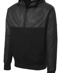 Sport-Tek Men's Embossed Hybrid Full-Zip Hooded Jacket JST50 -Bulkthreads store 151351247