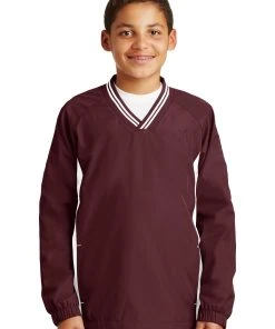 Sport-Tek Youth Tipped V-Neck Raglan Wind Shirt YST62 65 Sport-Tek Youth Tipped V-Neck Raglan Wind Shirt YST62 -Bulkthreads store 151354526