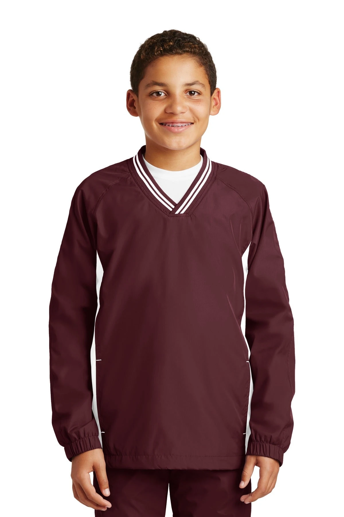 Sport-Tek Youth Tipped V-Neck Raglan Wind Shirt YST62 14 Sport-Tek Youth Tipped V-Neck Raglan Wind Shirt YST62 - Image 14