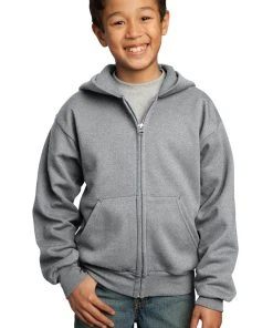 Port & Company Youth Core Fleece Full-Zip Hooded Sweatshirt -Bulkthreads store 53261542 a6977de8 75bf 4d53 94fa 261cad5ae5ee