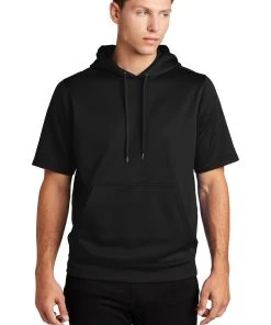 Sport-Tek Men's Sport-Wick Fleece Short Sleeve Hooded Pullover