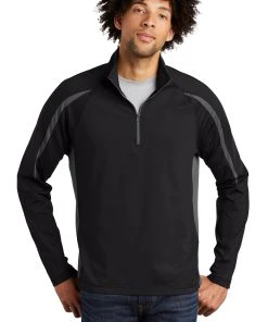 Sport-Tek Men's Sport-Wick Stretch 1/2-Zip Colorblock Pullover