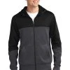 Sport-Tek Men's Tech Fleece Colorblock Full-Zip Hooded Jacket