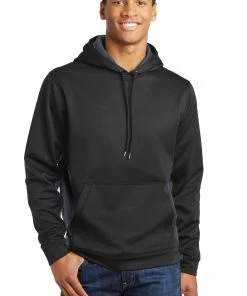 Sport-Tek Men's Sport-Wick CamoHex Fleece Colorblock Hooded Pullover