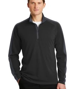 Sport-Tek Men's Sport-Wick Textured Colorblock 1/4-Zip Pullover