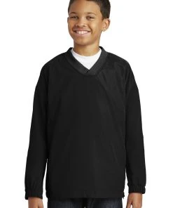 Sport-Tek Youth V-Neck Raglan Wind Shirt YST72