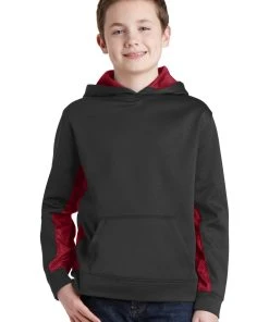 Sport-Tek Youth Sport-Wick CamoHex Fleece Colorblock Hooded Pullover YST239