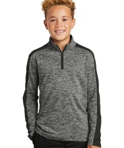 Sport-Tek Youth PosiCharge Electric Heather Colorblock 1/4-Zip Pullover YST397