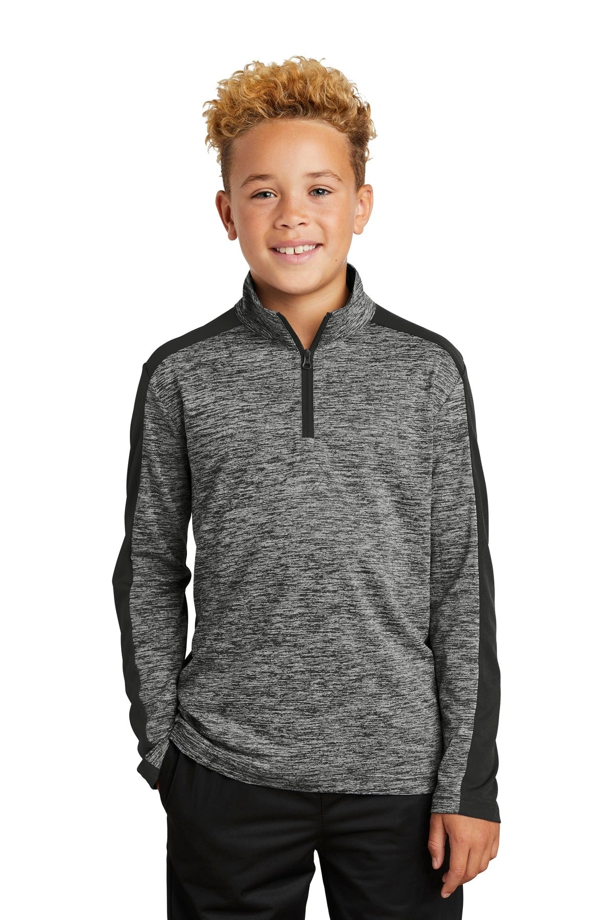 Sport-Tek Youth PosiCharge Electric Heather Colorblock 1/4-Zip Pullover YST397 1 Sport-Tek Youth PosiCharge Electric Heather Colorblock 1/4-Zip Pullover YST397