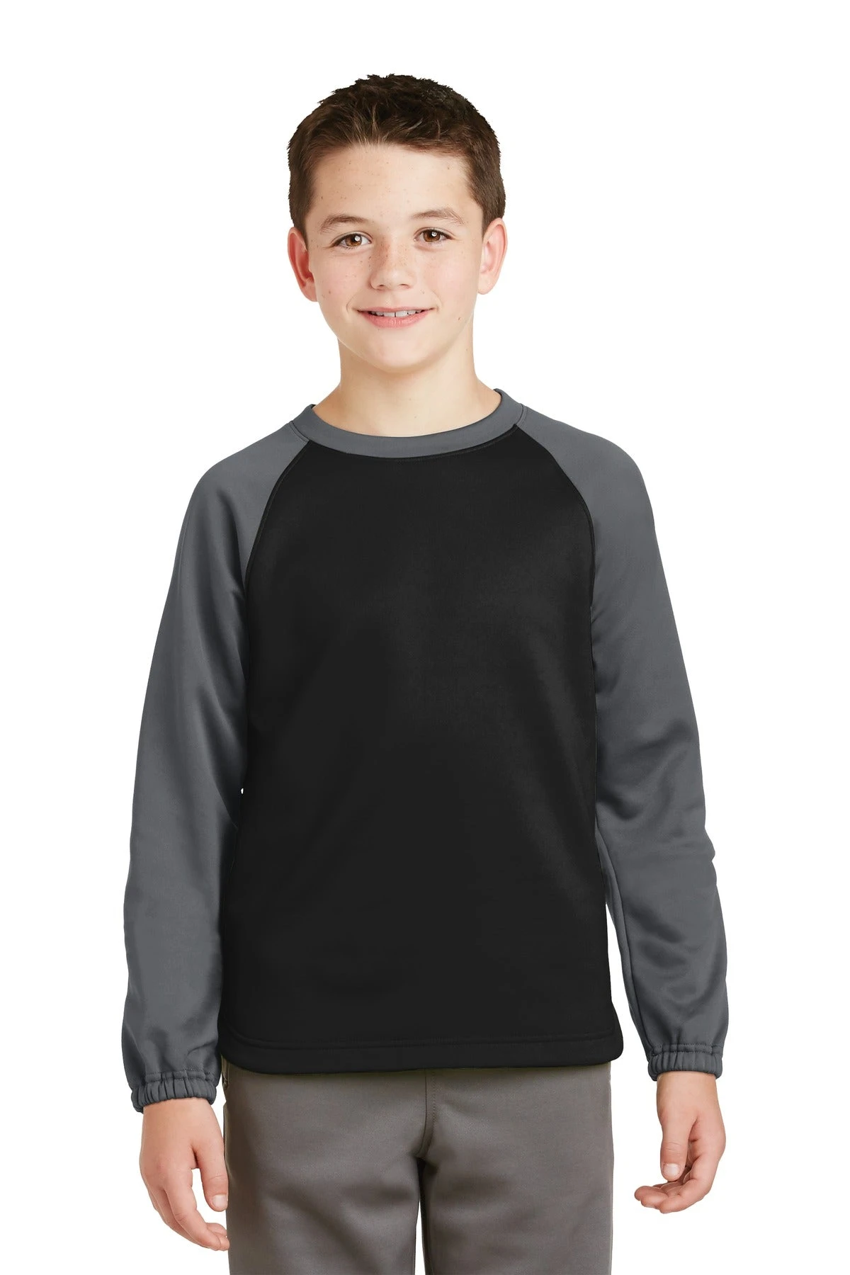 Sport-Tek Youth Sport-Wick Raglan Colorblock Fleece Crewneck YST242 1 Sport-Tek Youth Sport-Wick Raglan Colorblock Fleece Crewneck YST242