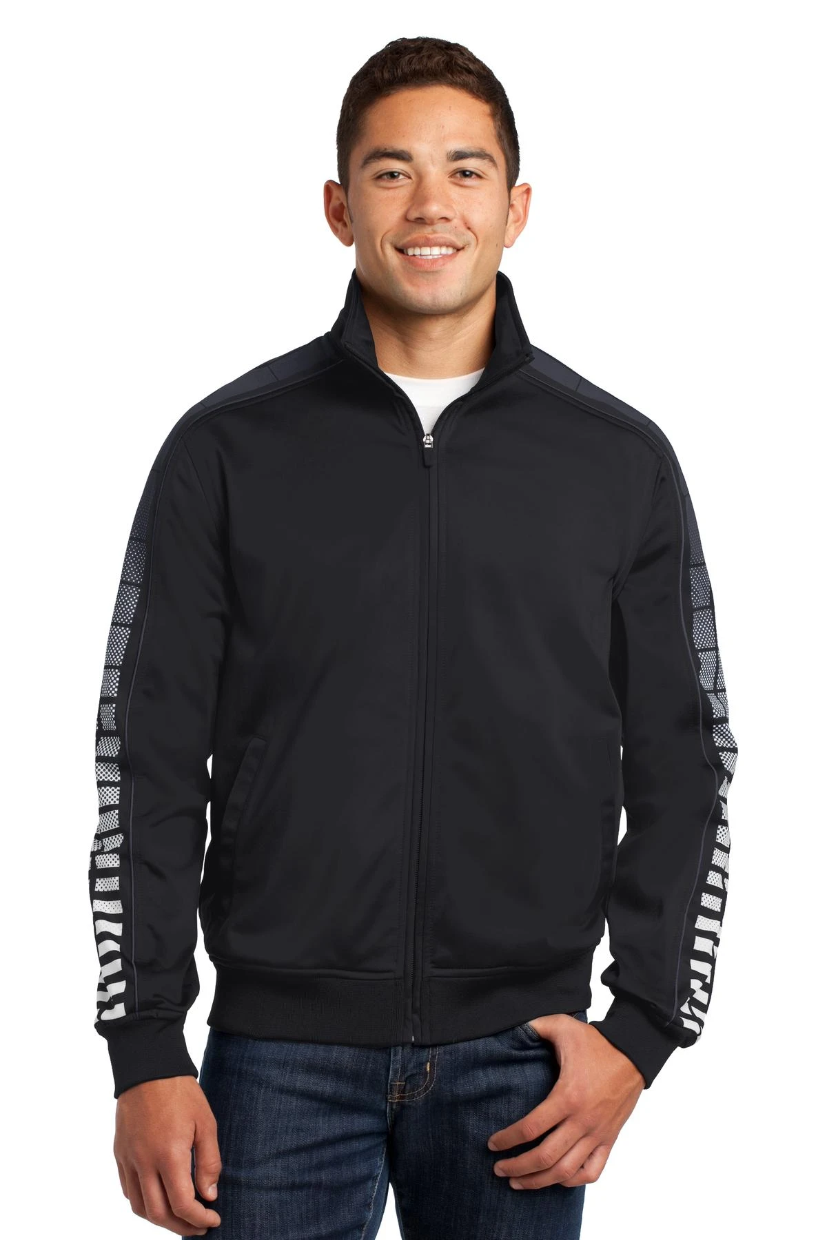 Sport-Tek Men's Dot Sublimation Tricot Track Jacket 1 Sport-Tek Men's Dot Sublimation Tricot Track Jacket