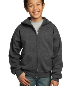 Port & Company Youth Core Fleece Full-Zip Hooded Sweatshirt -Bulkthreads store 85024578