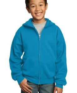 Port & Company Youth Core Fleece Full-Zip Hooded Sweatshirt -Bulkthreads store 85024952
