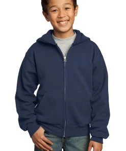 Port & Company Youth Core Fleece Full-Zip Hooded Sweatshirt -Bulkthreads store 85025220