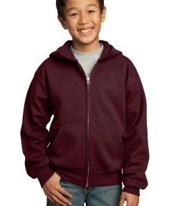 Port & Company Youth Core Fleece Full-Zip Hooded Sweatshirt -Bulkthreads store 85026372