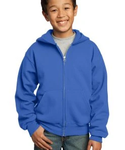 Port & Company Youth Core Fleece Full-Zip Hooded Sweatshirt -Bulkthreads store 85028415
