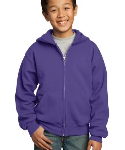Port & Company Youth Core Fleece Full-Zip Hooded Sweatshirt -Bulkthreads store 85029188