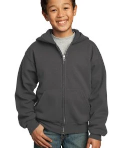 Port & Company Youth Core Fleece Full-Zip Hooded Sweatshirt -Bulkthreads store 85031135