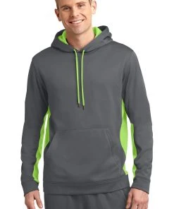 Sport-Tek Men's Sport-Wick Fleece Colorblock Hooded Pullover -Bulkthreads store 85062290