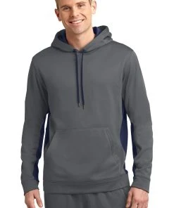 Sport-Tek Men's Sport-Wick Fleece Colorblock Hooded Pullover -Bulkthreads store 85062767