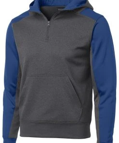 Sport-Tek Men's Tech Fleece Colorblock 1/4-Zip Hooded Sweatshirt -Bulkthreads store 85123326