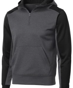 Sport-Tek Men's Tech Fleece Colorblock 1/4-Zip Hooded Sweatshirt -Bulkthreads store 85123803