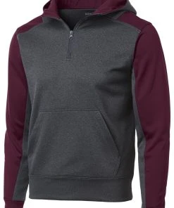 Sport-Tek Men's Tech Fleece Colorblock 1/4-Zip Hooded Sweatshirt -Bulkthreads store 85123949