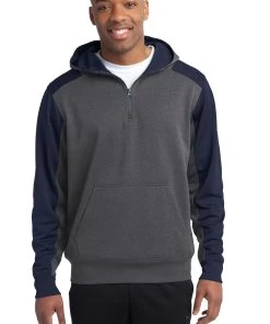 Sport-Tek Men's Tech Fleece Colorblock 1/4-Zip Hooded Sweatshirt -Bulkthreads store 85124287
