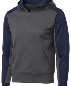 Sport-Tek Men's Tech Fleece Colorblock 1/4-Zip Hooded Sweatshirt -Bulkthreads store 85124289