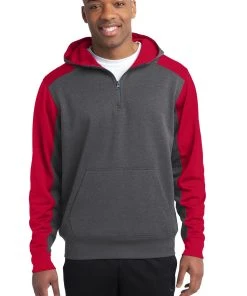 Sport-Tek Men's Tech Fleece Colorblock 1/4-Zip Hooded Sweatshirt -Bulkthreads store 85124335