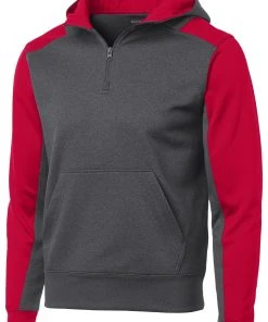 Sport-Tek Men's Tech Fleece Colorblock 1/4-Zip Hooded Sweatshirt -Bulkthreads store 85124337