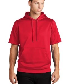 Sport-Tek Men's Sport-Wick Fleece Short Sleeve Hooded Pullover -Bulkthreads store 85132113